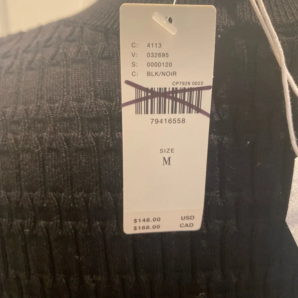 New Anthropologie Maeve Sheer-Sleeve Sweater size M BLACK - Picture 12 of 12